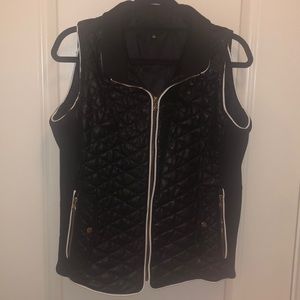 Black Quilted Leather Vest